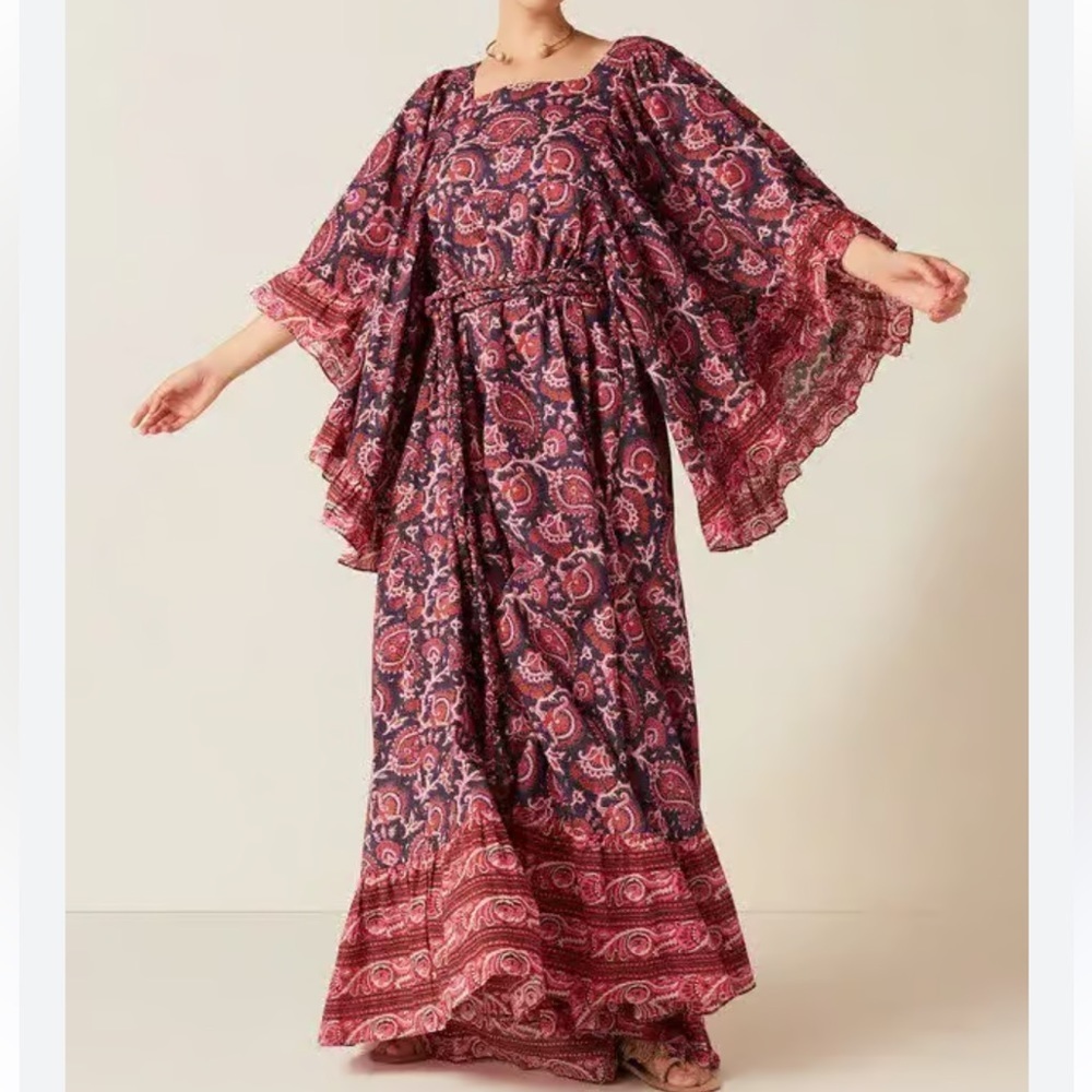 Bohemian Floral Maxi Dress in Burgundy and Navy
